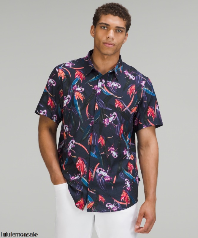 Lululemon Verkauf DELULU618 | Airing Easy Kurzarmshirt Navy Multi